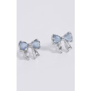 5/$15 🩷 MUST BUNDLE Silver Bow Stud Earrings with Pale Blue Inlay